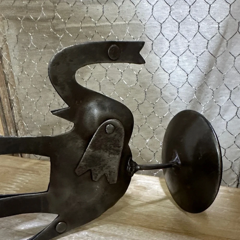 Preowned Metal Elephant Candle Holder - Rustic Dark Brown